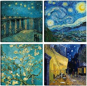 DìMò ART Quadri Moderni Vincent Van Gogh 4 pz 30x30 CM cadauno Stampa su tela Canvas Arredamento Arte Classica Arredo per cucina, camera da letto, soggiorno, salotto, bar, ufficio, ristorante