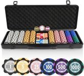 ORIENGEAR 500 PCS Poker Set with 14 Gram Numbered Clay Chips, Texas Hold’em Casino Chip Sets with 2 Decks of Plastic Playing Cards, for Blackjack Gambling Games