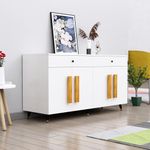 Bniture Multipurpose Storage Cabinet for Living Room, Kitchen, Office, Sideboard Cabinet with 2 Drawer and 4 Door Storage(MP102) (Frosty White)