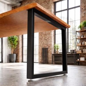SNYXXOZ Table Legs 28”H x 35”W Heavy Duty Metal Furniture Legs Square for Dining Table Kitchen Table Office Desk Table Base Replacement with Adjustable Feet Pads Screws 1000 LBS Load Black Set of 2