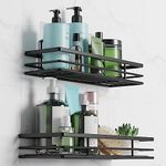 saffruff Shower Caddy Bathroom Shelf Organiser - Storage Rack Black 2Pack Bathroom Accessory Shower Holder with Adhesive 11.8 x 4.3in