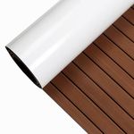 CHRHZN Boat Flooring EVA Decking Teak Sheet - Non-Slip Marine Mat for Motorboat, RV, Yacht, Kayak and Swimming Pool(23 × 94 inch, Dark Brown with Black Seam Lines)