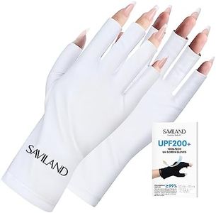 SAVILAND U V Gloves for Nails: UPF200+ High-tech Professional U V Gloves for Manicures, Anti UVA & UVB 999+ U V Gloves for Gel Nail Lamp Fingerless Gloves Prevent Hands from U V Harm (White)