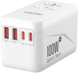 LENCENT Universal Travel Adapter, 100W GaN3 International Adaptor with 2 QC4.0 USB-A+2 PD3.0 Type-C PPS Fast Charging, Worldwide Wall Charger for Phone, Laptop, Plug Adapter USA/UK/EU/AU