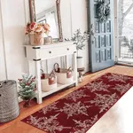 U'Artlines Christmas Hallway Runner Rug, 2x6ft Red Laundry Room Rug Runner Non Slip Washable Snowflake Entryway Runner Rug Runner Carpet for Home Kitchen Decor