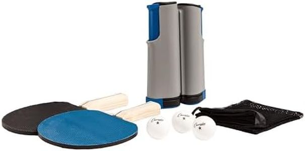 Champion Sports Anywhere Table Tennis: Ping Pong Paddles, Balls, and Portable Net & Post Set To Go, 10.1"L x 10.1"W x 3.2"H