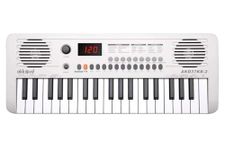 Akkord 37 Keys Music Keyboard – White Edition | 20 Rhythms, 10 Tones & 10 Demos, LED Display, Portable Beginner Piano Compatible | Kids, Beginner Keyboard with USB-C Cable (Without Adapter and MIDI)