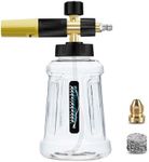 DANCINGBOAR Foam Cannon Compatible with 1/4 Quick Connect Pressure Washer, 1L Adjustable Snow Foam Lance Soap Dispenser with New Generation Adjustable Spray Nozzle (Black & Yellow)
