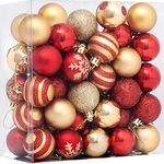 Christmas Tree Decoration, 50 Pcs Xmas Tree Decorations with Red and Gold Baubles,Christmas Tree Ornaments Christmas Bauble with Lanyard for Christmas Decoration, Wedding, Birthday Party