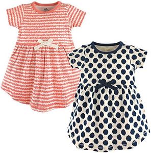 Touched by Nature Girls, Toddler, Baby and Womens Organic Cotton Short-Sleeve and Long-Sleeve Dresses, Scribble Dot Short Sleeve, 0-3 Months