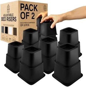 Home Intuition Heavy Duty Adjustable Bed Risers Furniture Riser 3, 5 or 8.7-Inch, 2 Pack, 16 Pieces Set (Black)