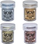 Wow! Sparkle Bundle - Embossing Powders 4 (15ml) Jars Metallic Gold Sparkle, Metallic Copper Sparkle, Pearl Gold Sparkle and Metallic Silver Sparkle (Gold, Silver)