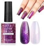 Makartt No Wipe Glitter Gel Top Coat, Pink Aurora UV LED Gel Polish, Long-Lasting High Shine Gloss, 10ML, Perfect for Nail Art & DIY Manicures