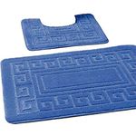 EDS New 2 Piece Bath Mat New Greek Style Set Non-Slip 13 Colours by 247 TRADERS (Blue)