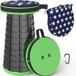 ALEVMOOM Telescoping Stool with Cushion,Collapsible Retractable Stool More Sturdy Capacity 440Ib,Portable Camping Stools Adjustable Folding Stool for Garden Fishing Hiking Mountain BBQ with Carry Bag