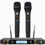 DIGIMORE Dual Wireless Microphone System, Dual Cordless Microphone Set, UHF Handheld Wireless Microphones | IR Blaster | 200 Channels | 350ft Long Range | for Vocals, Stage & Studio (D-335)…