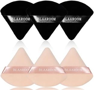 BLAAROOM 6 Pieces Powder Puff Face Makeup Velour Soft Triangle Powder Puffs - for Loose Powder Mineral Powder Body Powder Wet Dry Cosmetic Foundation Sponge Makeup Tool - Black & Nude