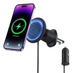 Baseus for Magsafe Car Mount Charger, [All in One] 15W Fast Charging Phone Mount for Car Vent, Magnetic Wireless Car Charger with 40W USB A Car Charger and Cable for iPhone 15 14 13 12 Pro Max Plus