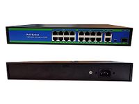 Hanutech Poe Switch -16 Port (10/100Mbps) + 2 Port Uplink Gigabit Port (10/100/1000Mbps) +1 SFP Gigabit Port Fast Ethernet 16 Port Poe Switch RJ45 Ports For CCTV Networking DVR NVR- 1 Year Warranty