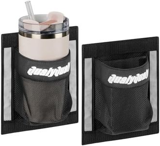 QualyQualy Self-Adhesive Boat Cup Holder, 2-Pack Boat Organizers and Storage Bag, 6.5"x7.5" Boat Caddy with Strong Adhesive, Securely Holds Large Drink Bottles (3.3" In Dia), Cell Phone, Tools