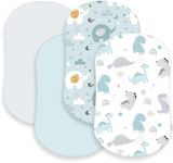 4 Pcs Baby Bassinet Sheets Soft Fitted for Baby Boys Girls Soft Cotton Animals Bassinet Sheet Cover Safe Comfort for Standard Bassinet Pads Rectangular Mattress Cradle, Elephant, Dinosaur