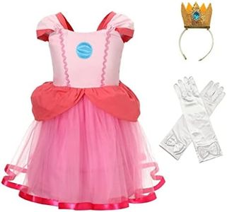 Dressy Daisy Princess Costume Tulle Dress for Toddler Girls Halloween Birthday Party Fancy Outfits with Crown and Gloves Size 2, Hot Pink