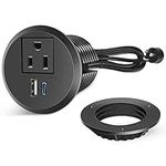 2 inch Desk Power Grommet Outlet, Recessed Power Strip Socket with 2 USB, 18W PD Fast ChargingUSB-C Grommet,Connect 1 AC Plug, Power Station Center for Furniture Conference Room Office Kitchen Table