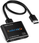 avedio links 4K@60Hz HDMI Splitter 1 in 2 Out 【with 1.2m HDMI Cable】, 2 Way HDMI Splitter for Dual Monitors, 1x2 HDMI 2.0 Splitter Video Distributor Mirror Only, Support Full HD 1080P 3D HDCP1.4