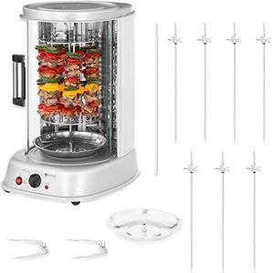 Royal Catering Rôtissoire Verticale Machine À Kébab Poulet Électrique Appareil Mini Machine Grill Rotatif RCGV-1800-1 (3-en-1, 1 800 W, 160 °C max., Minuterie 60 min, Nombreux Accessoires)