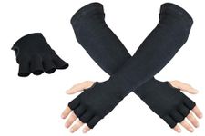 100% Kevlar Arm Sleeves- Cut, Scratch & Heat Resistant Arm Sleeve with Finger Opening & Thumb Holes- Arm Safety Sleeves- Long Arm Protectors- Flexible & Washable- 18 Inches, Black, 1 Pair