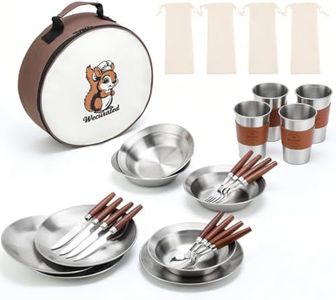WECURATED Camping Mess Kit, Stainless Steel Stylish Set of 4