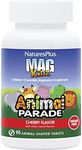 Nature's Plus Animal Parade Source of Life MagKidz - Children's Magnesium Supplement - Natural Cherry Flavour - Teeth, Bone & Muscle Health Support - GlutenFree, Vegan (90 Count (Pack of 1))