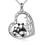 VENACOLY Panda Necklace Sterling Silver Heart Pendant Mother Daughter Jewellery Birthday Gifts for Women