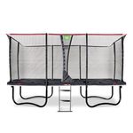 EXIT Toys PeakPro Rectangular Trampoline - 9x15ft - With Safety Net, Jump Meter, and Trampoline Ladder - Reflective Safety Padding - With Foot Protection System - Rustproof - For Children - Black