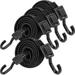 Bungee Cords with Hooks Heavy Duty, Flat Adjustable Bungee Cords with Hooks 40 Inch, Rubber Black Bungee Straps with Metal Buckle Hooks for Outdoor, Camping, Tarps, Bike Rack, Tent, Truck, 4 Pack