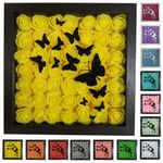 Heritage Hue Rose Flowers 3D Framed Wall Art with Butterflies Hanging Pediment Home Décor Accent for Wedding, Bridal Shower, Birthday, Mother's Day, Gift Ideas, Nursery Décor Handmade (Yellow)