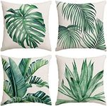 Set of 4 Green Plants Throw Pillow 