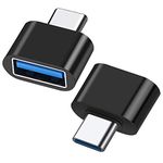 USB-C to USB Adapter 2 Pack, USB Type-C to USB-A Adapter Compatible with MacBook Pro, Samsung Galaxy Type-C Smartphone and Tablet, Black