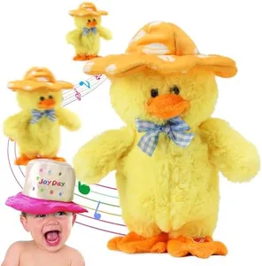 LUKETURE Children's Day Talking Duck Toy Repeats What You Say w/Singing 30 Songs, Dancing Walking Duckling Electric Interactive Animated Plush Buddy Gifts for Toddlers (Straw Yellow Duck)