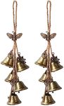 Ausicfen 2 Pieces Witch Bells for Door Knob for Protection Brass Bells Hanging Witchcraft Wicca Supplies Wreath Handmade Witch Bells Wiccan Magic Wind Chimes (Butterfly Vintage Bell)