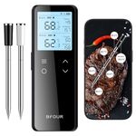 BFOUR Wi-Fi & Bluetooth Meat Thermometer, Smart Standalone Base, 100% Waterproof Grill Thermometer with 2 Probes, Dual Temperature Monitoring for Grill, Oven, Roast
