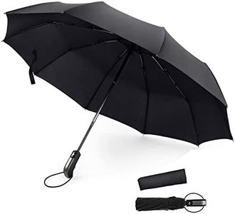 XIABINTANG Umbrella storm-proof up to 140 km/h, umbrellas are small and lightweight with 10 struts, stable, open-close automatic pocket umbrella, windproof and stable with Teflon coating, black, Klein