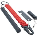 RKR OUTDOOR Ferro Rod Flint Fire Starter Kit with Paracord Keychain + Carabiner and Waterproof Aluminum Capsule for Tinders - 5" Length 1/2" Thick Ferro Rod - Flint and Steel for Survival (Orange)
