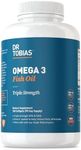 Dr. Tobias Omega 3 Fish Oil, 2000mg Triple Strength Omega 3 Supplement with 800mg EPA 600mg DHA Per Serving, Fish Oil Omega 3 Supplements for Heart, Brain & Immune Support, 180 Softgels, 90 Servings