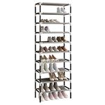 AcornFort® S-115 Black 10 Tiers Shoe Storage Rack Organiser Shelf Hold Stand for 30 Pairs Shoes, Extra Sturdy Design Using 16mm Thickened Tubes