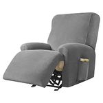 DASORY Velvet 4-Piece Recliner Slipcover, Soft Stretch Cover for Recliner, Washable and Removable Furniture Protector for Home Decor,Dark Gray