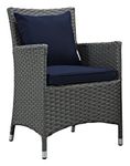 Modway Sojourn Wicker Rattan Outdoor Patio Sunbrella® Two Dining Chairs in Canvas Navy