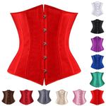 Womens Vintage Gothic Corset Top UK Clearance Ladies Lace Up Boned Underwear Sexy Satin Basque Off Shoulder Lingerie Full Breast Corsets Sexy Burlesque Body Shaper Clubwear Waist Cincher