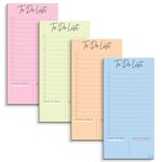 S&O Colorful Magnetic To Do List for Refrigerator - 4 Pack Magnetic Notepads for Refrigerator - Fridge Notepad with Magnet - Magnetic List Pads for Refrigerator - Grocery List Pad - 3.5x7”, 45 Page