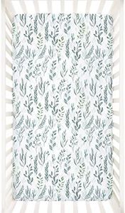 DILIMI Crib Sheet Fitted Crib Sheets for Baby Boys Girls, Ultra-Soft Cotton Blend Baby Sheet Fits Standard Crib and Toddler Mattress, Green Leaf